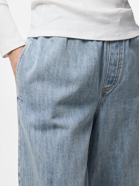 PIECES Wide Leg Denim Trousers in Light Blue