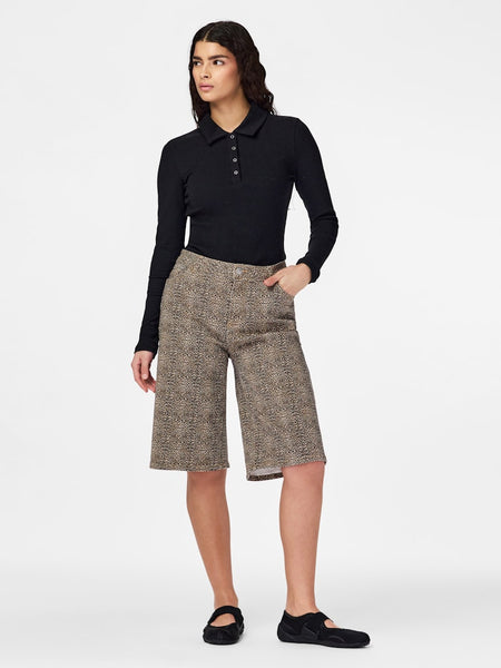 PIECES Leopard Print Bermuda Shorts