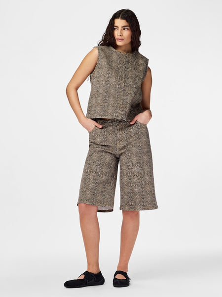 PIECES Leopard Print Bermuda Shorts