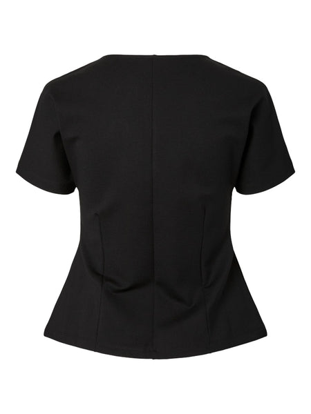 PIECES Short Sleeve Button Cardigan in Black