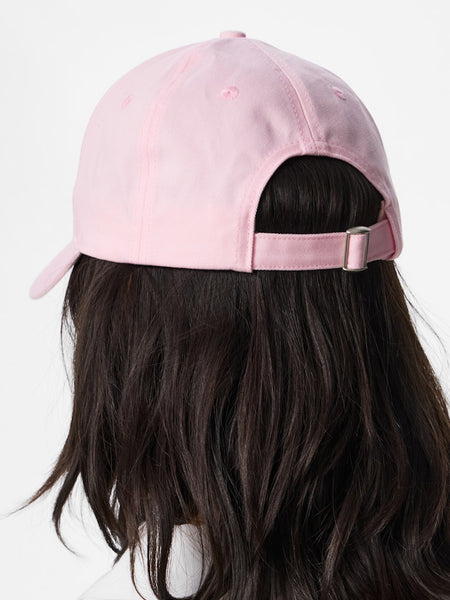 PIECES Embroidered Flower Cap in Pink