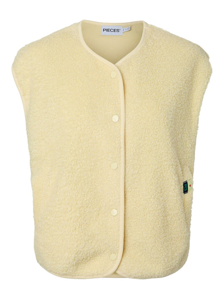 PIECES Teddy Gilet in Yellow