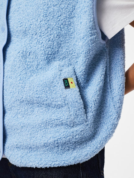 PIECES Teddy Gilet in Blue