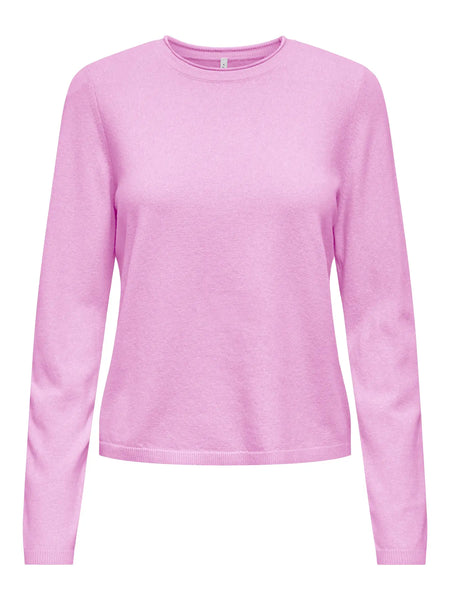 ONLY Long Sleeve O-Neck Knit Jumper in Pink