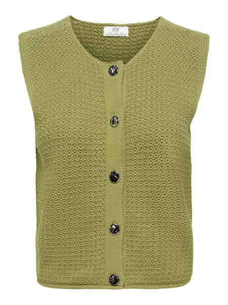 JDY Knit Button Vest in Green
