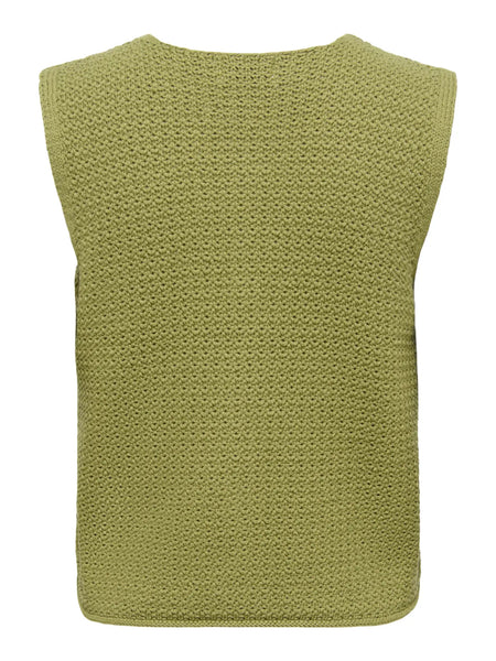 JDY Knit Button Vest in Green