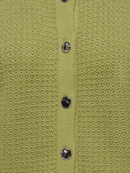 JDY Knit Button Vest in Green
