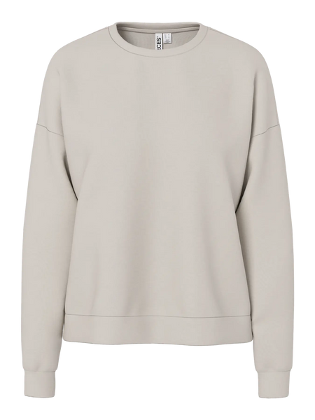 PIECES Long Sleeve Scuba Sweatshirt in Beige