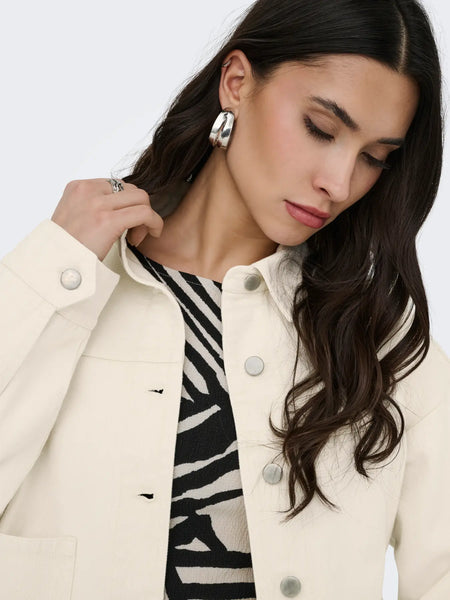 JDY Denim Shacket in Cream