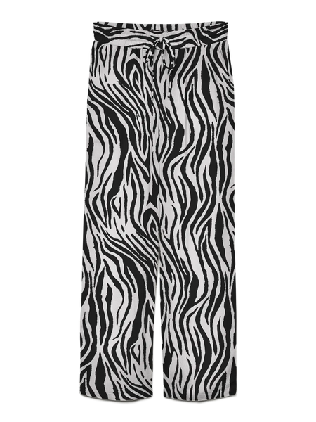 VERO MODA Zebra Print Wide Leg Linen Blend Trousers in Beige