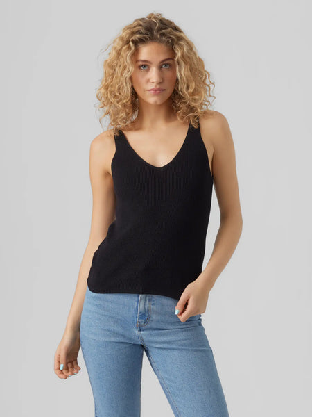 VERO MODA Sleeveless V-Neck Top in Black