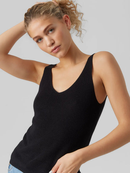 VERO MODA Sleeveless V-Neck Top in Black