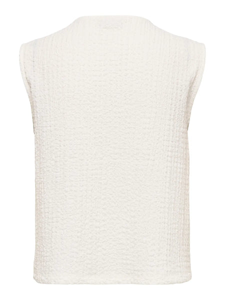 JDY Textured Waistcoat in Cream