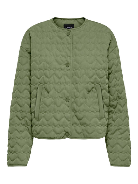 ONLY Quilted Heart Jacket in Green