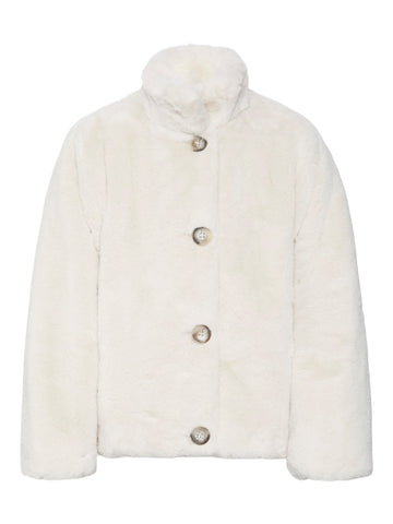 Vero Moda Girl Short Faux Fur Jacket in Cream