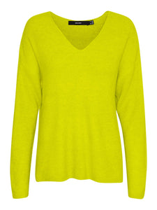 Vero Moda Knitted V-Neck Top in Lime