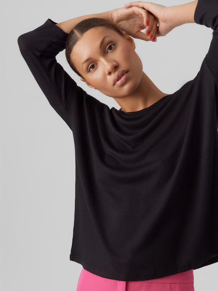 Vero Moda Loose Fit 3/4 Sleeve Pullover in Black