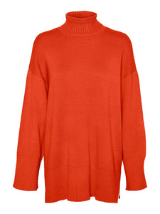 Vero Moda Oversized Roll Neck Pullover in Orange