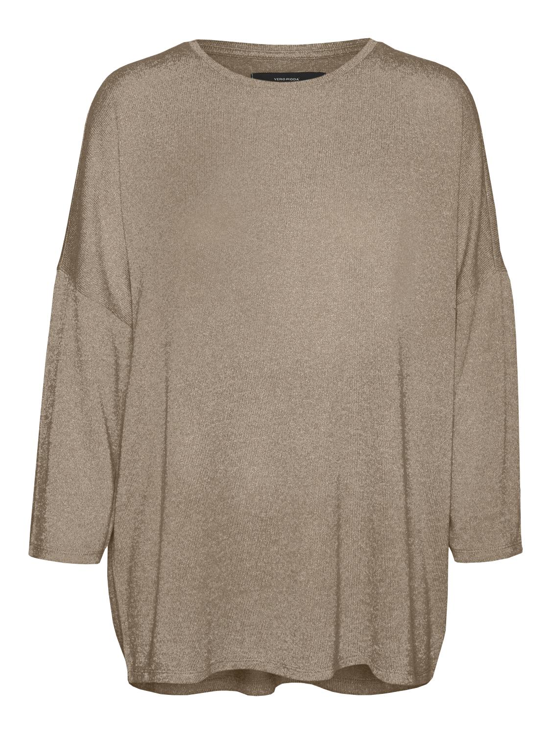 Vero Moda Loose Fit 3/4 Sleeve Pullover in Beige