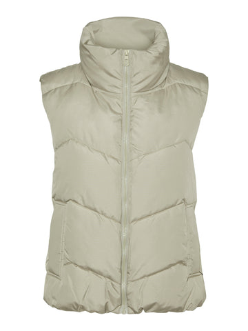 Vero Moda Short Padded Gilet in Sage Green