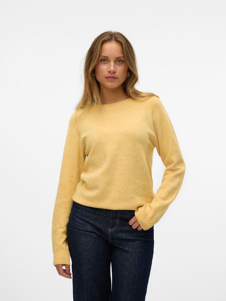 VERO MODA O-Neck Knit Jumper in Yellow