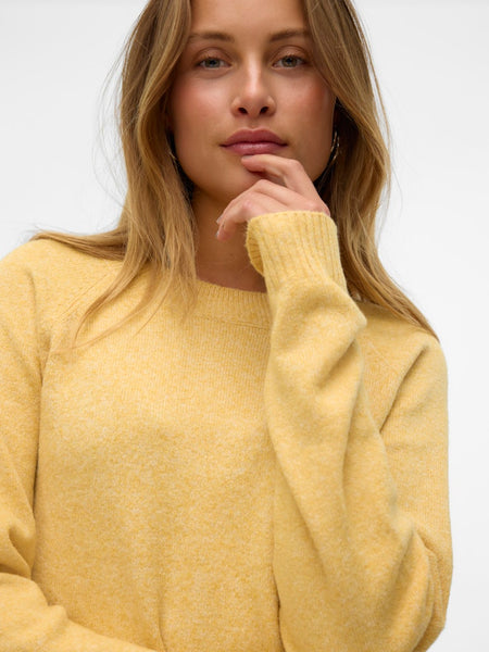VERO MODA O-Neck Knit Jumper in Yellow
