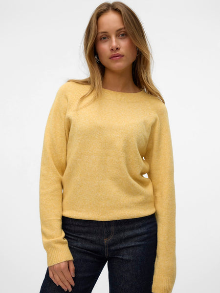 VERO MODA O-Neck Knit Jumper in Yellow