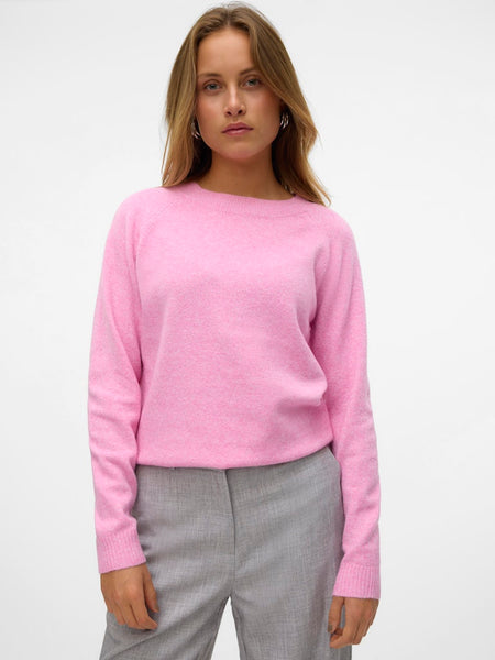 VERO MODA O-Neck Knit Jumper in Pink