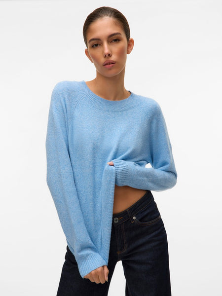VERO MODA O-Neck Knit Jumper in Blue