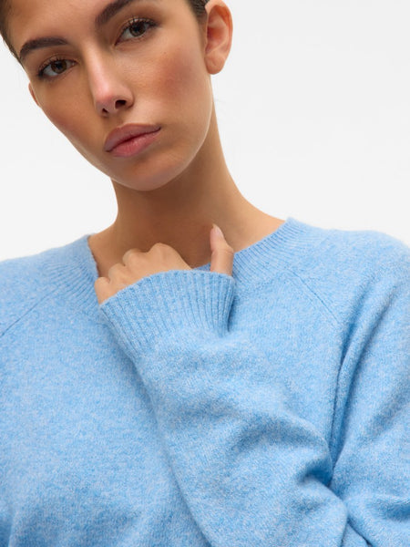 VERO MODA O-Neck Knit Jumper in Blue