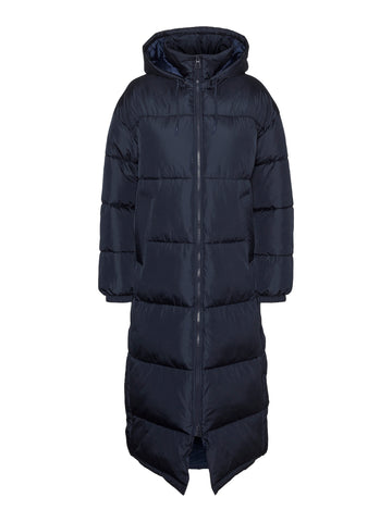 Vero Moda Long Padded Coat With Hood in Navy