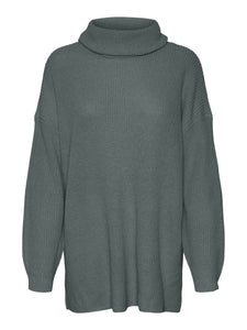 Vero Moda Long Cowl Neck Jumper in Green