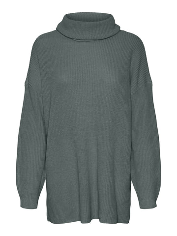 Vero Moda Long Cowl Neck Jumper in Green