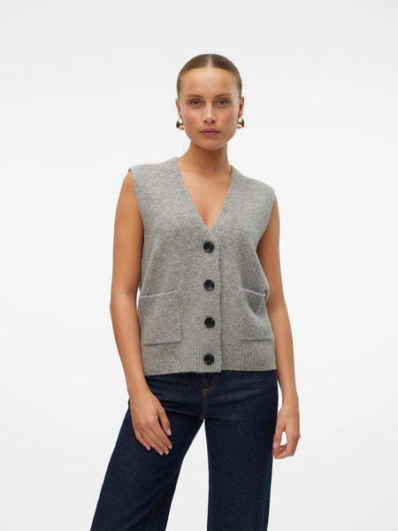 Vero Moda Knitted Waistcoat in Grey