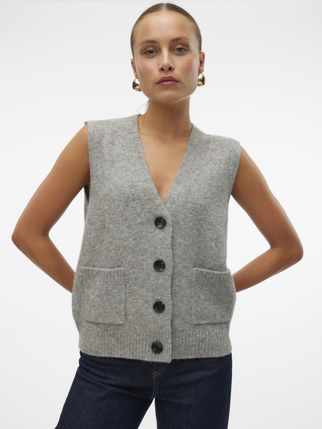 Vero Moda Knitted Waistcoat in Grey