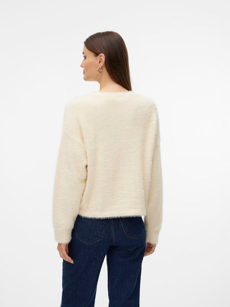 Vero Moda Boxy O-neck Knit Jumper in Cream