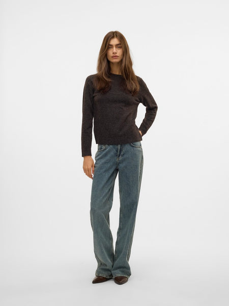 VERO MODA O-Neck Knit Jumper in Chocolate