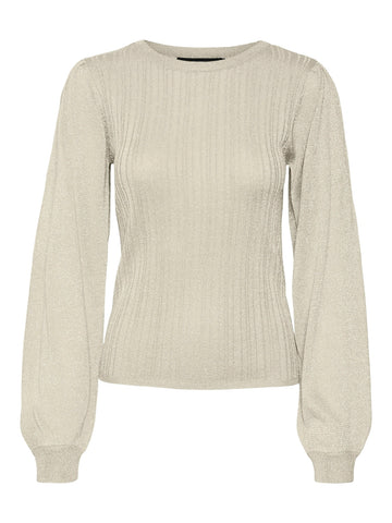 Vero Moda Knitted Lurex O-Neck Top in Cream