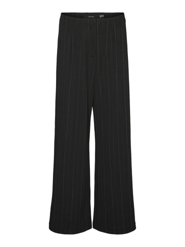 Vero Moda Lurex Striped Wide Leg Trousers in Black