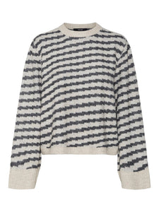 Vero Moda Striped O-neck Jumper in Beige