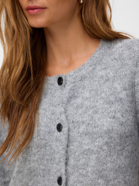 VERO MODA Long Sleeve Knit Cardigan in Grey