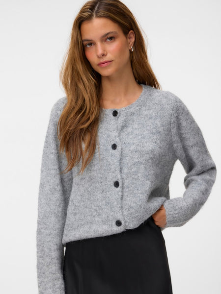 VERO MODA Long Sleeve Knit Cardigan in Grey