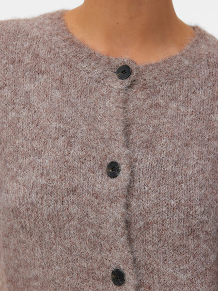 VERO MODA Long Sleeve Knit Cardigan in Taupe