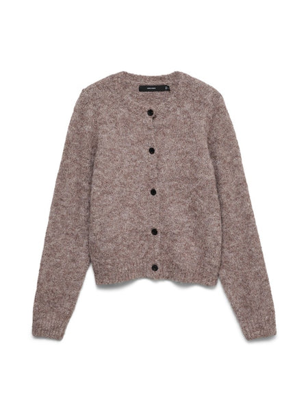 VERO MODA Long Sleeve Knit Cardigan in Taupe