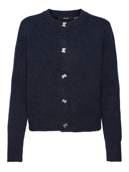 Vero Moda Short Bow Button Cardigan in Navy