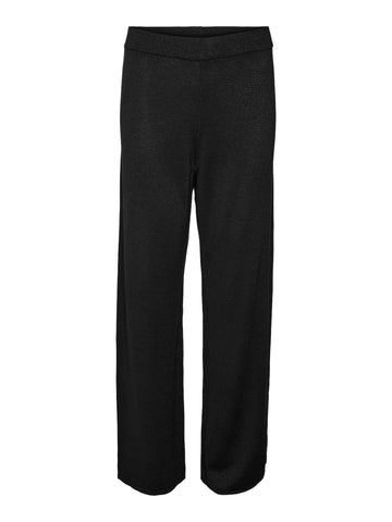 Vero Moda Straight Leg Lurex Trousers in Black