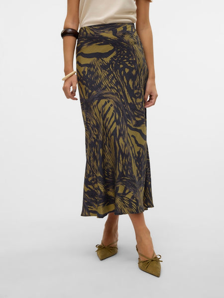 Vero Moda Patterned Skirt in Olive Green