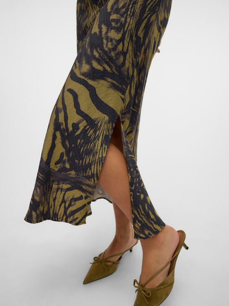 Vero Moda Patterned Skirt in Olive Green