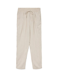 Vero Moda Striped Straight Leg Linen Blend Trousers in Beige