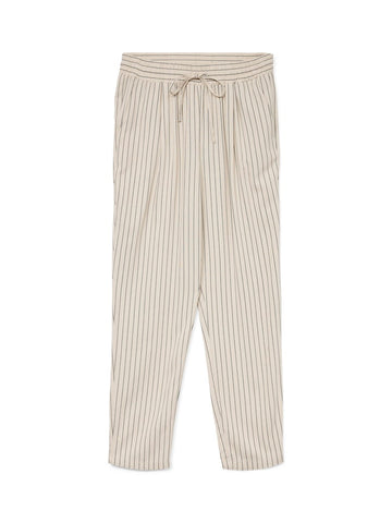 Vero Moda Striped Straight Leg Linen Blend Trousers in Beige